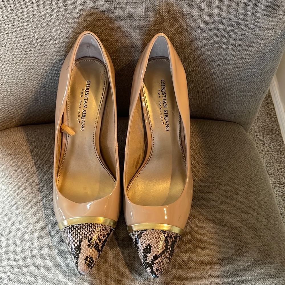 Snakeskin toe heels